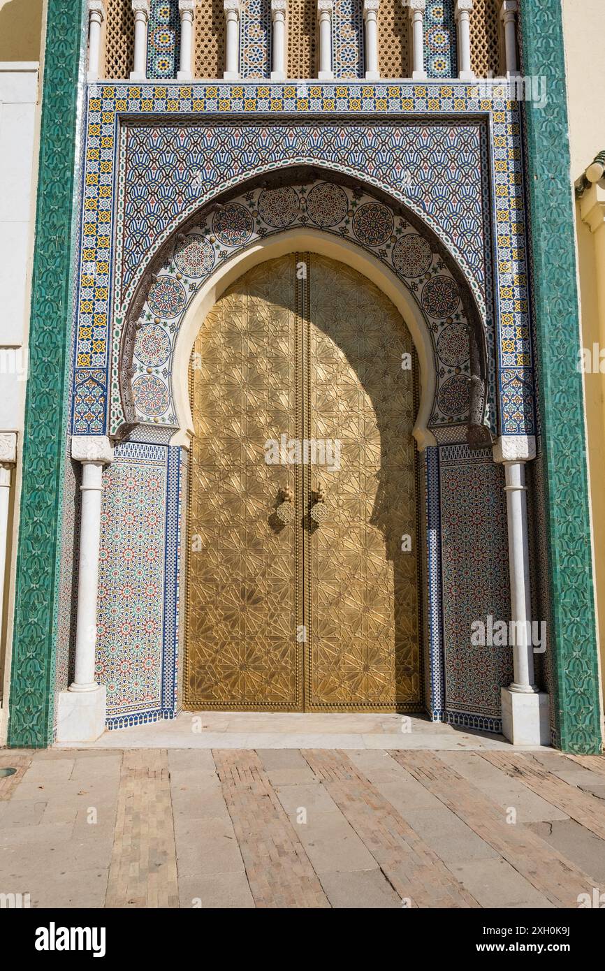 vertical view of the great entrance door to the Royal Palace of Fez in ...