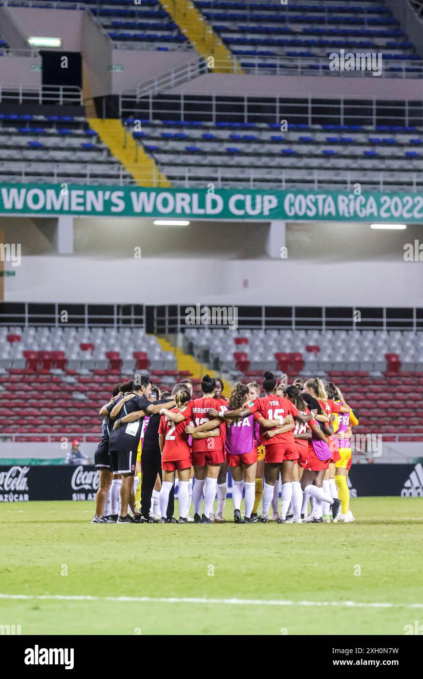 Canada players during the FIFA U-20 Women's World Cup Costa Rica match France v Canada on August 14, 2022. (Photo by: Martín Fonseca) Stock Photo