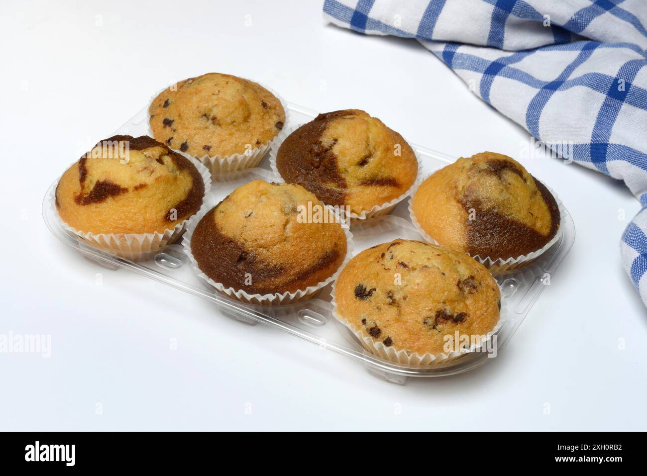 Chocolate muffins, chocolate muffins in packaging Stock Photo