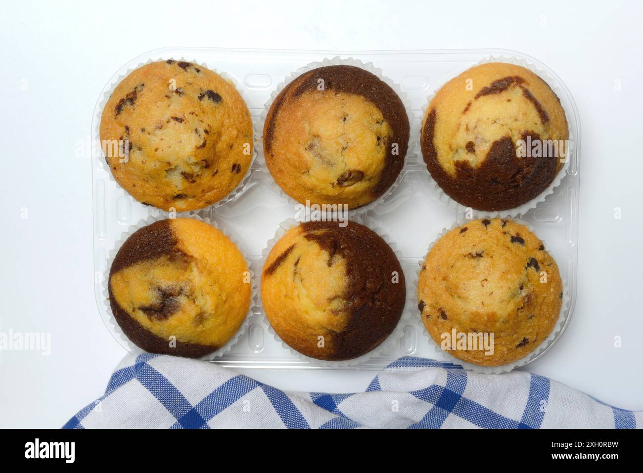 Chocolate muffins, chocolate muffins in packaging Stock Photo