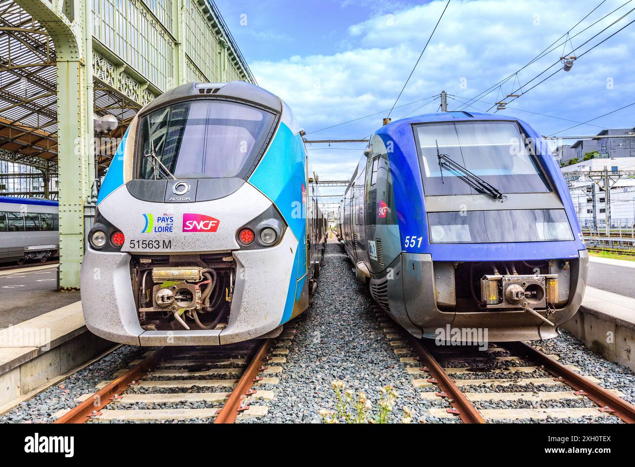 Modern local electric trains at the Gare de Tours, Indre-et-Loire (37), France. Stock Photo
