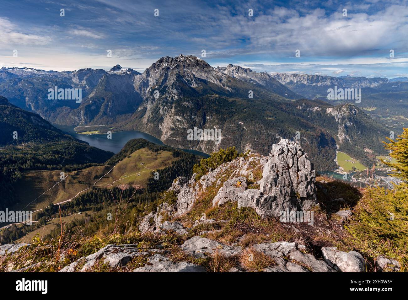 View on Koenigssee and Watzmann from the summit of Jenner in ...