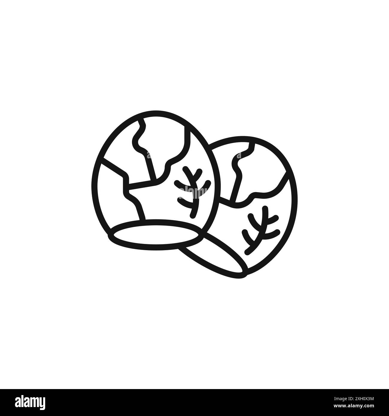 Brussels sprouts Cabbage icon logo sign vector outline in black and