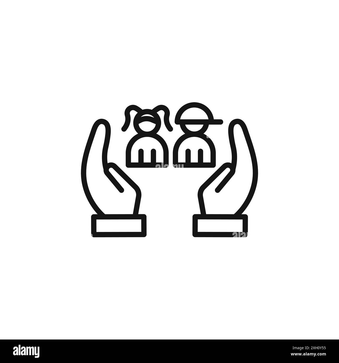 child protect icon logo sign vector outline in black and white color ...
