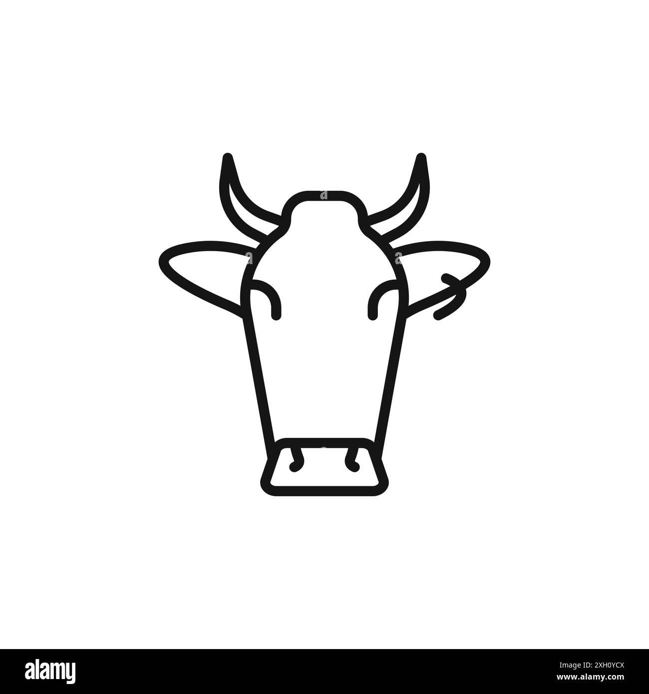 Cow head icon logo sign vector outline in black and white color Stock ...