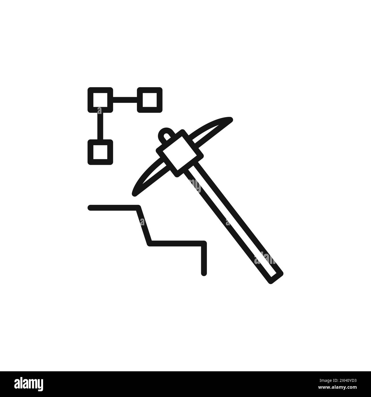 Data Mining icon logo sign vector outline in black and white color Stock Vector