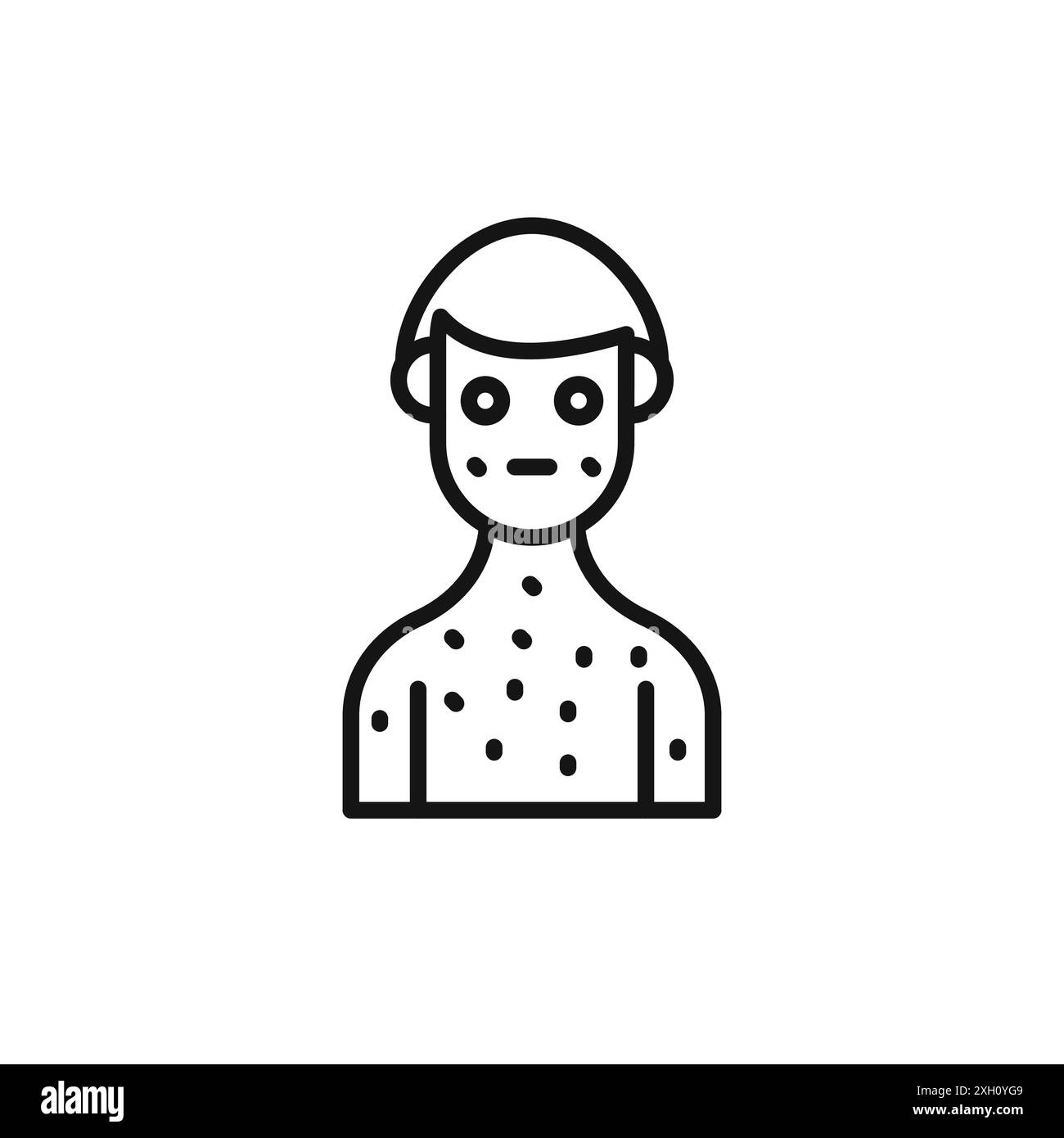 Boy chicken pox icon logo sign vector outline in black and white color