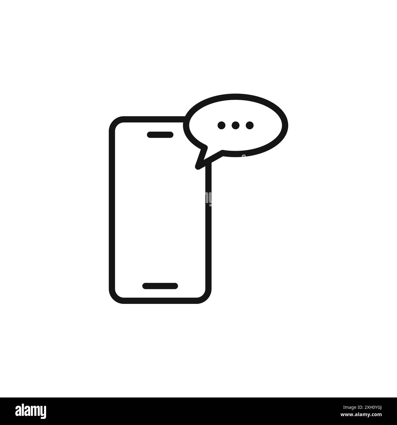 Chatting message on mobile phone icon logo sign vector outline in black