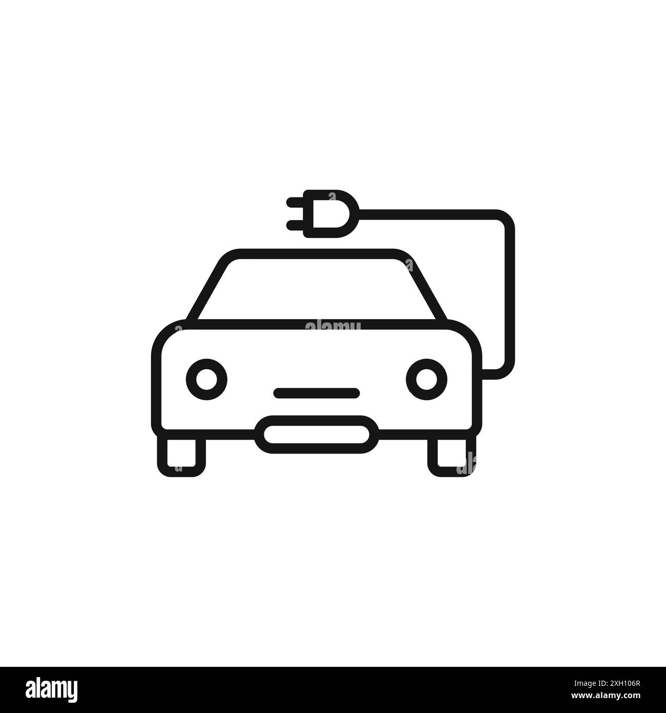 Electric Car Charging icon logo sign vector outline in black and white color Stock Vector