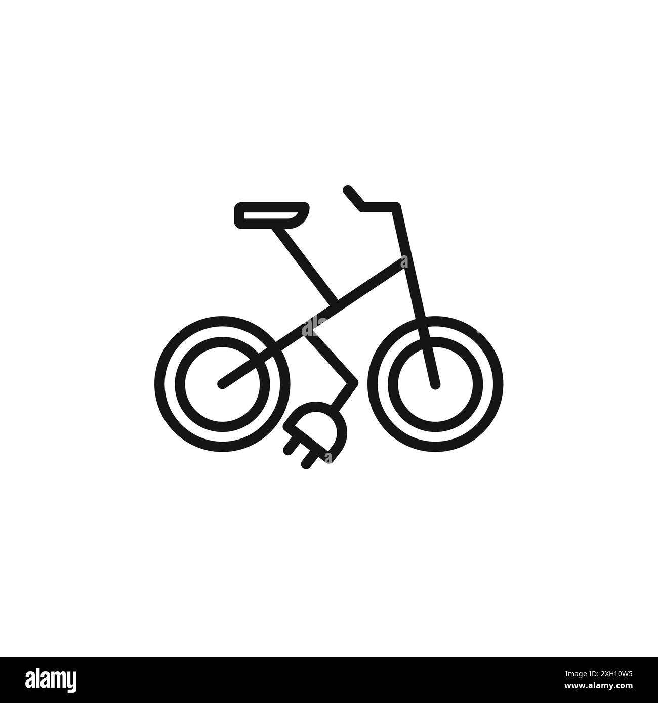 electric bike icon logo sign vector outline in black and white color Stock Vector
