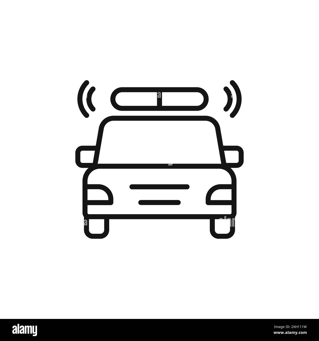 Flashing police car icon logo sign vector outline in black and white ...