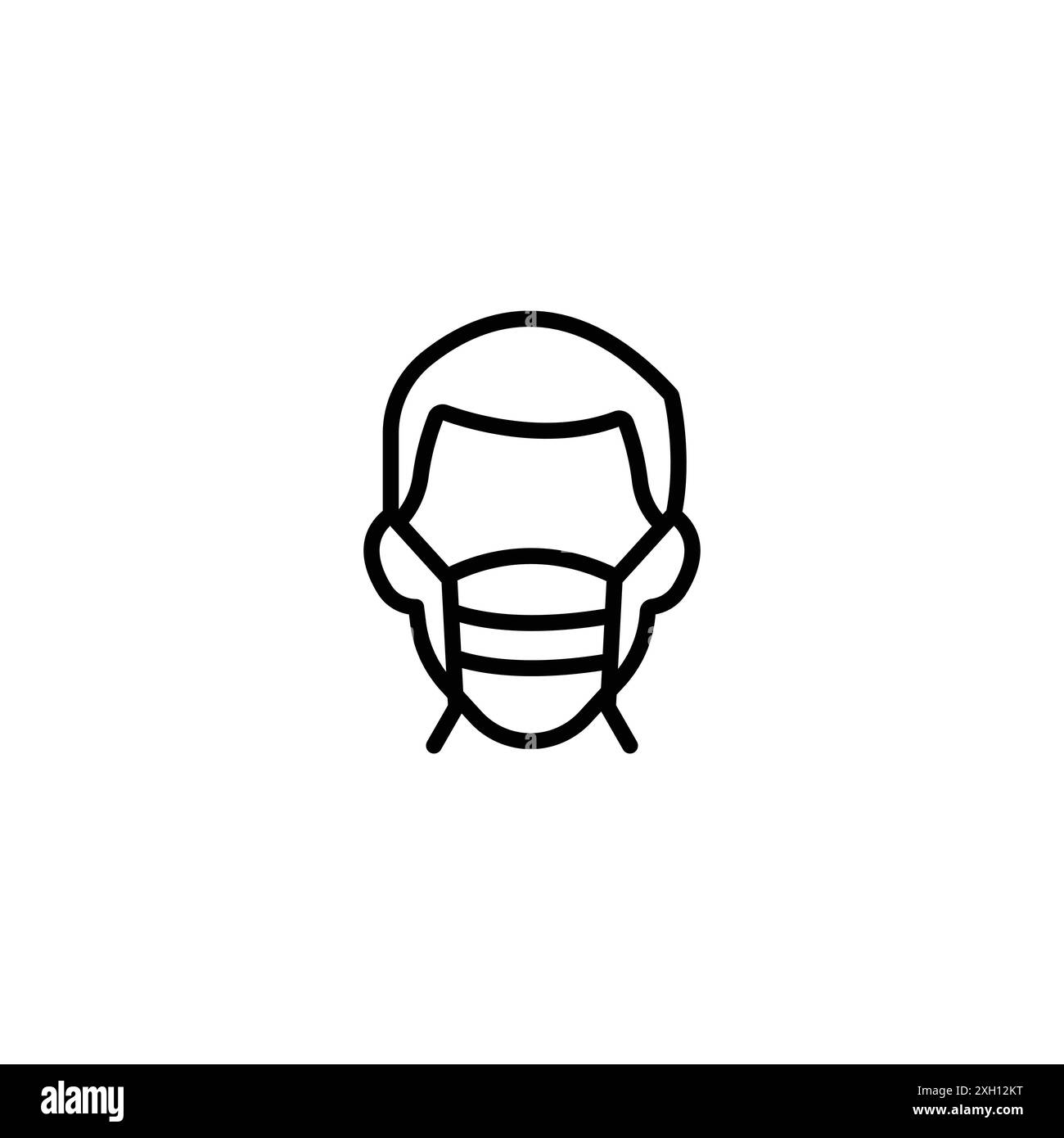 Man face with mask icon logo sign vector outline in black and white ...