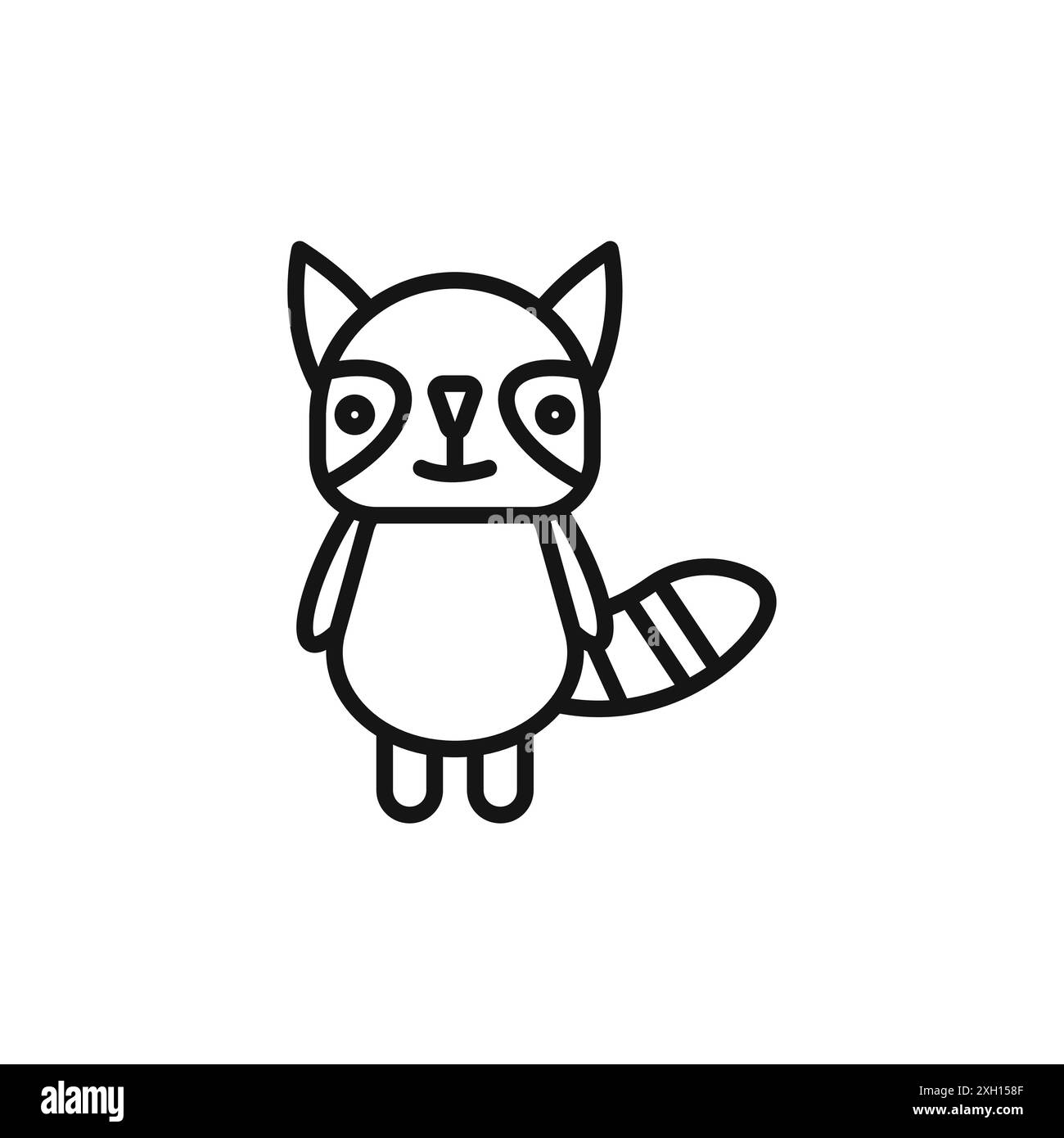 raccoon icon logo sign vector outline in black and white color Stock