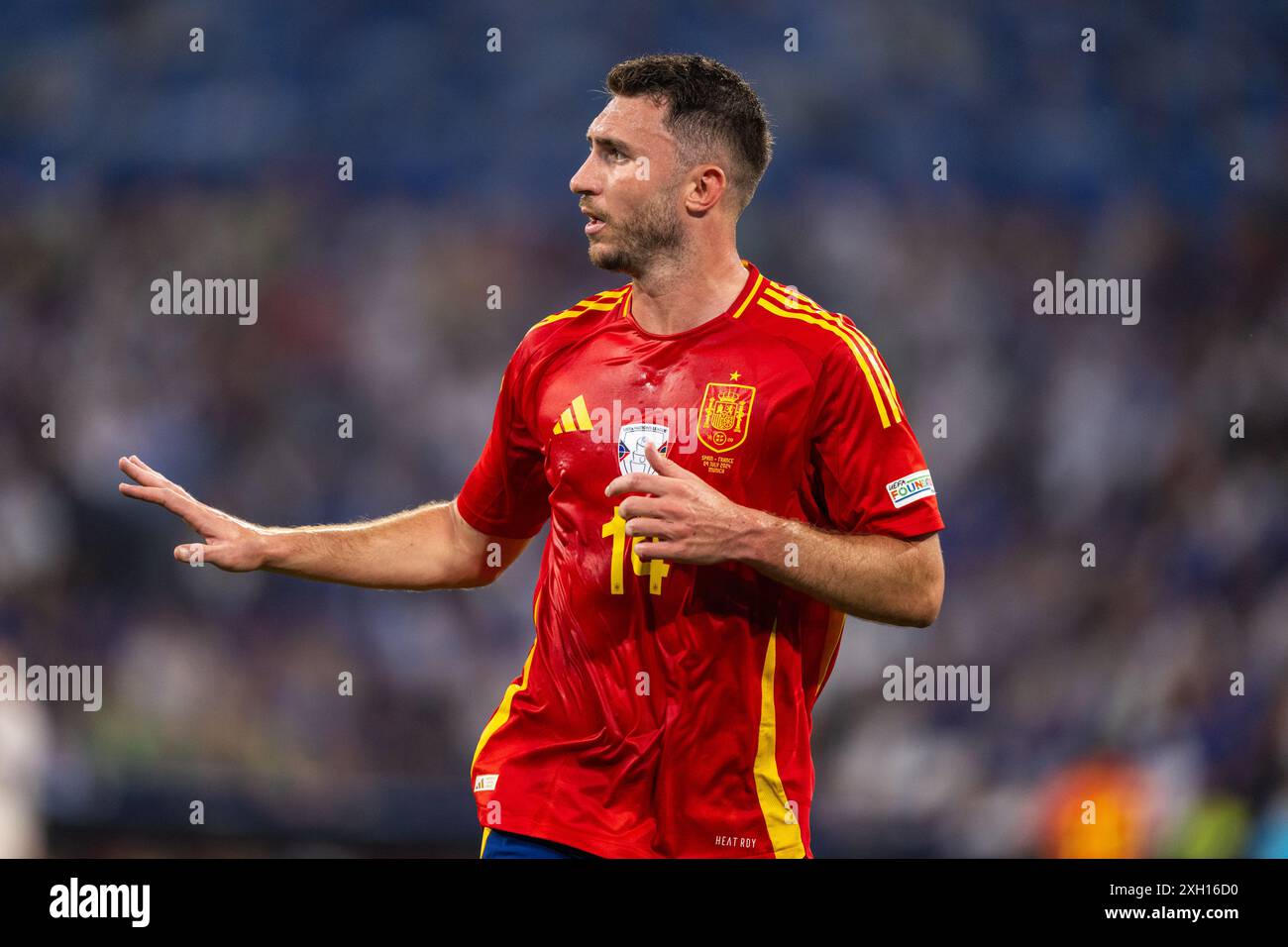 Munich, Germany. 09th, July 2024. Aymeric Laporte (14) of Spain seen
