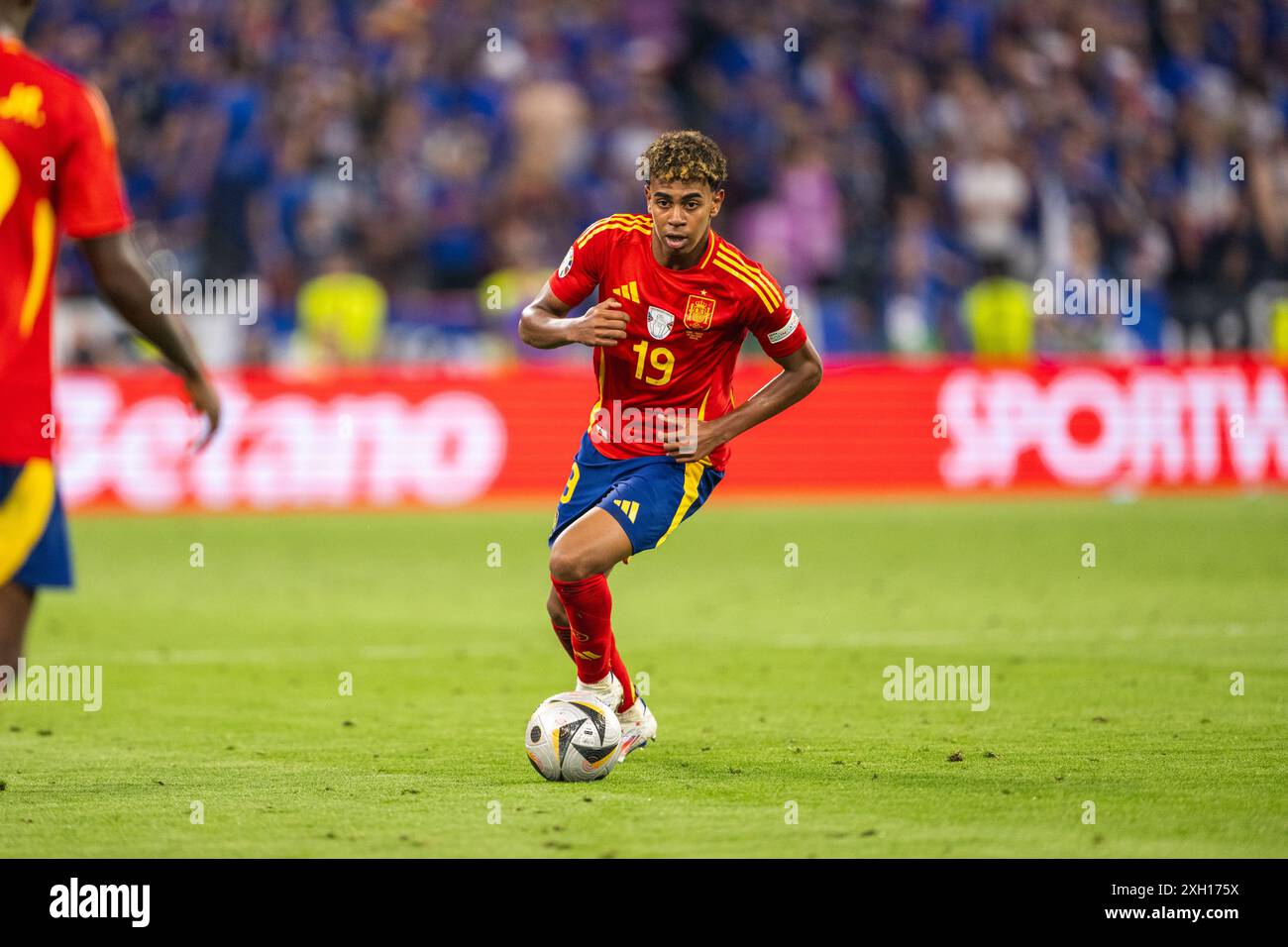 Munich, Germany. 09th, July 2024. Lamine Yamal (19) of Spain seen
