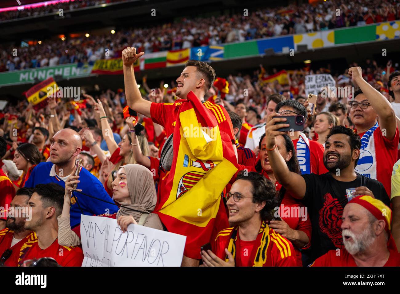 Spain Fans Munich, Germany. 09th, July 2024. Football fans of Spain seen on the ...