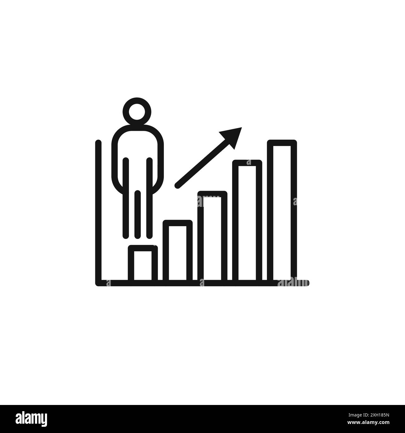 population growth graph icon logo sign vector outline in black and white color Stock Vector