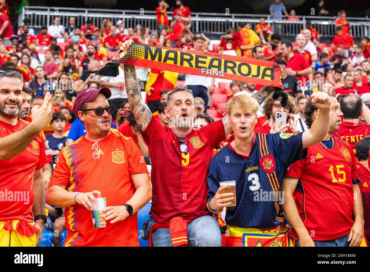 Spain Fans Munich, Germany. 09th, July 2024. Football fans of Spain seen on the ...