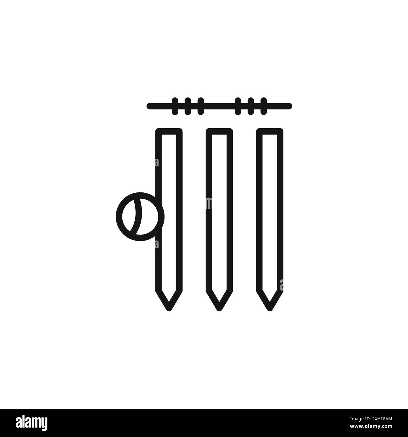 Wicket Stump icon logo sign vector outline in black and white color