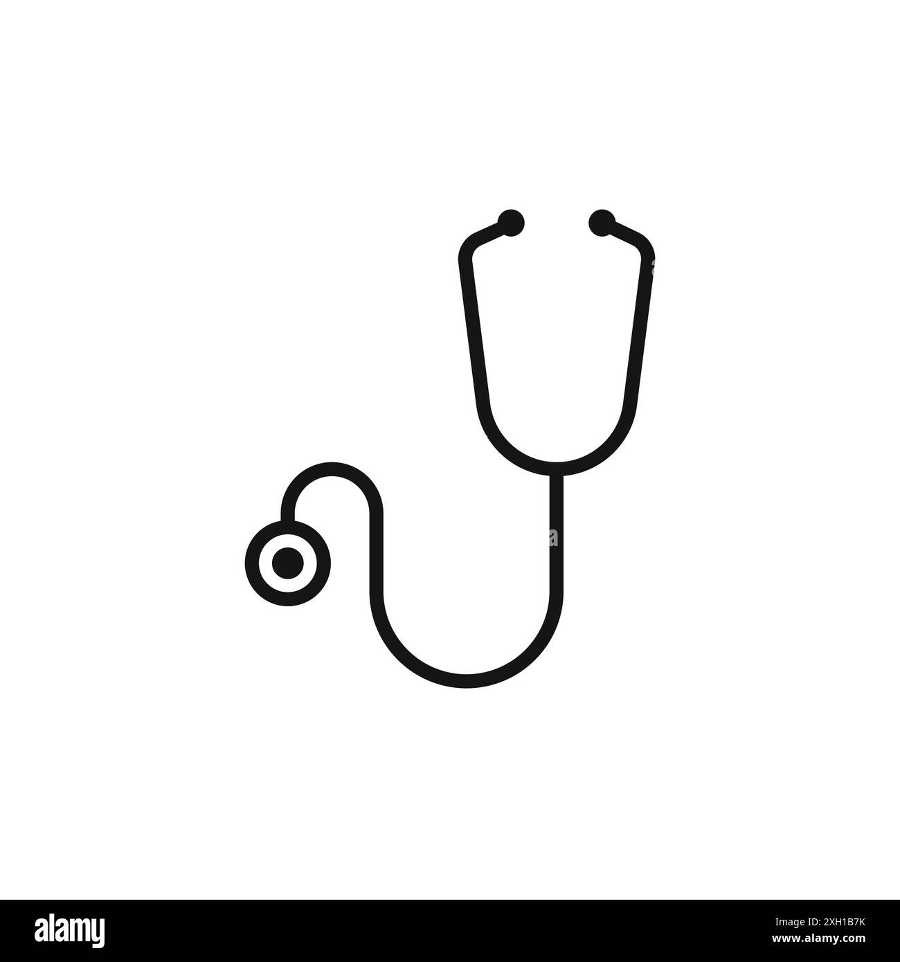 stethoscope icon logo sign vector outline in black and white color ...