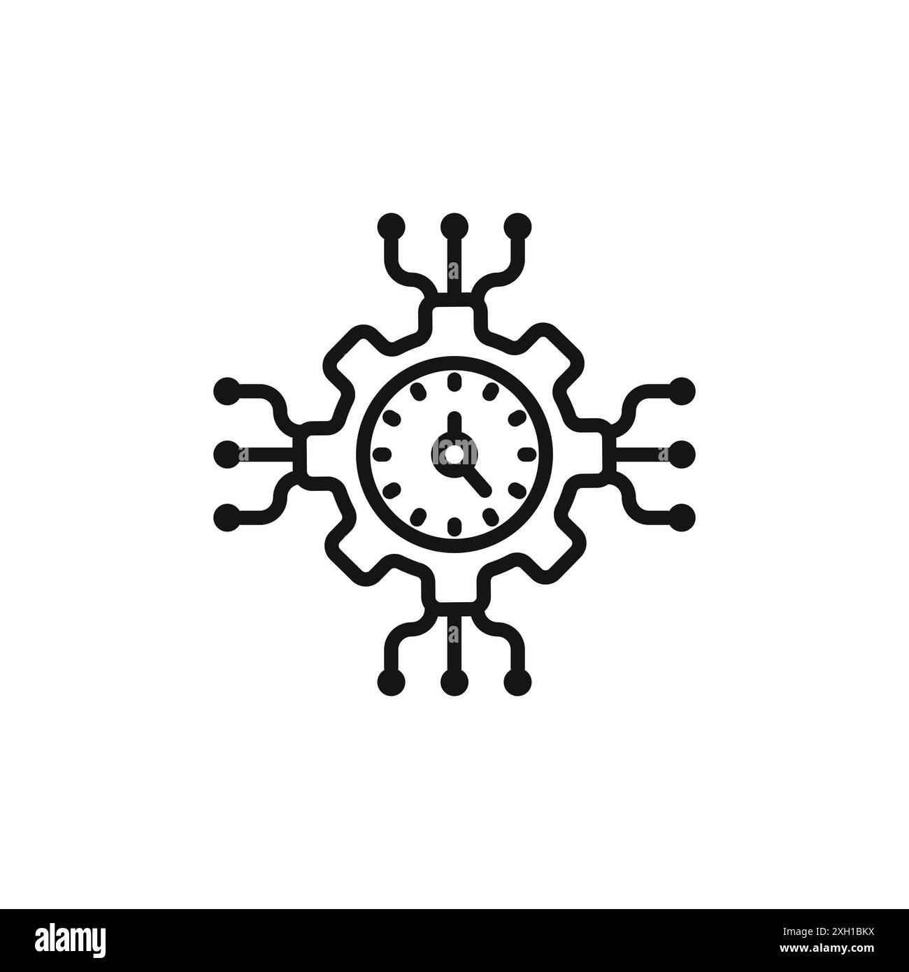 Time Management icon logo sign vector outline in black and white color Stock Vector