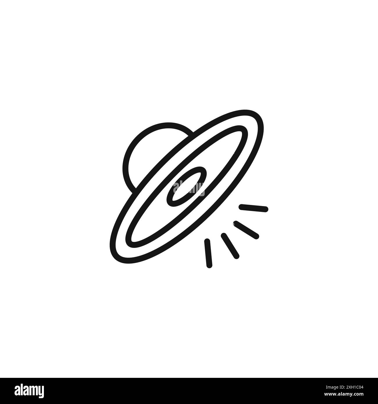 ufo flying icon logo sign vector outline in black and white color Stock ...