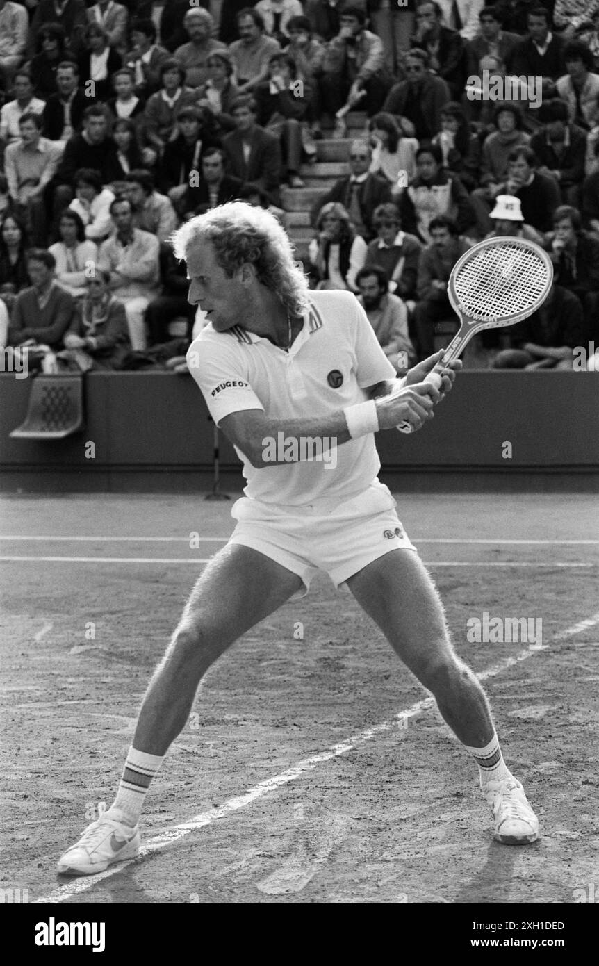 The American tennis player Vitas Gerulaitis, attending men's singles match of the French Open. Paris, Roland-Garros stadium, June 1982 Stock Photo