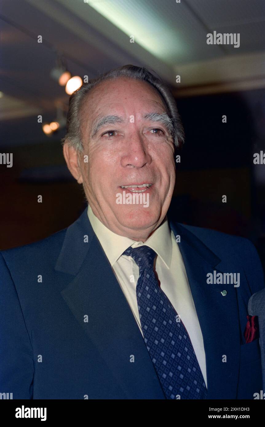 Portrait of Mexican-American actor and director Anthony Quinn on October 22, 1990. Stock Photo