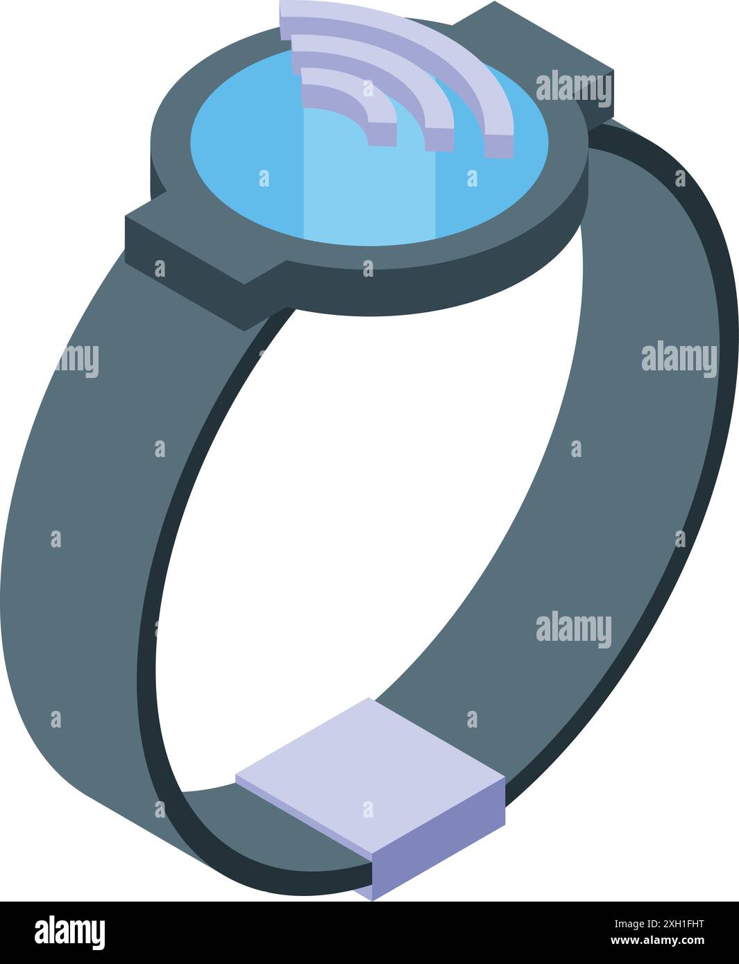 Smart watch showing wifi signal on blue screen, symbol of modern technology and connection Stock Vector