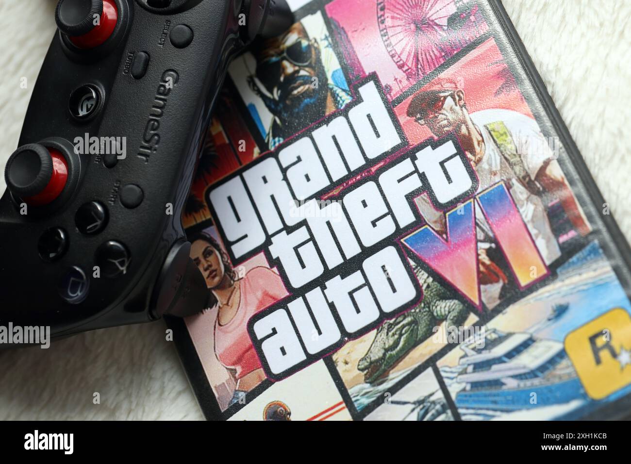 KYIV, UKRAINE JUNE 26, 2024 Grand Theft Auto 6 PS5 video game disc box for console gaming