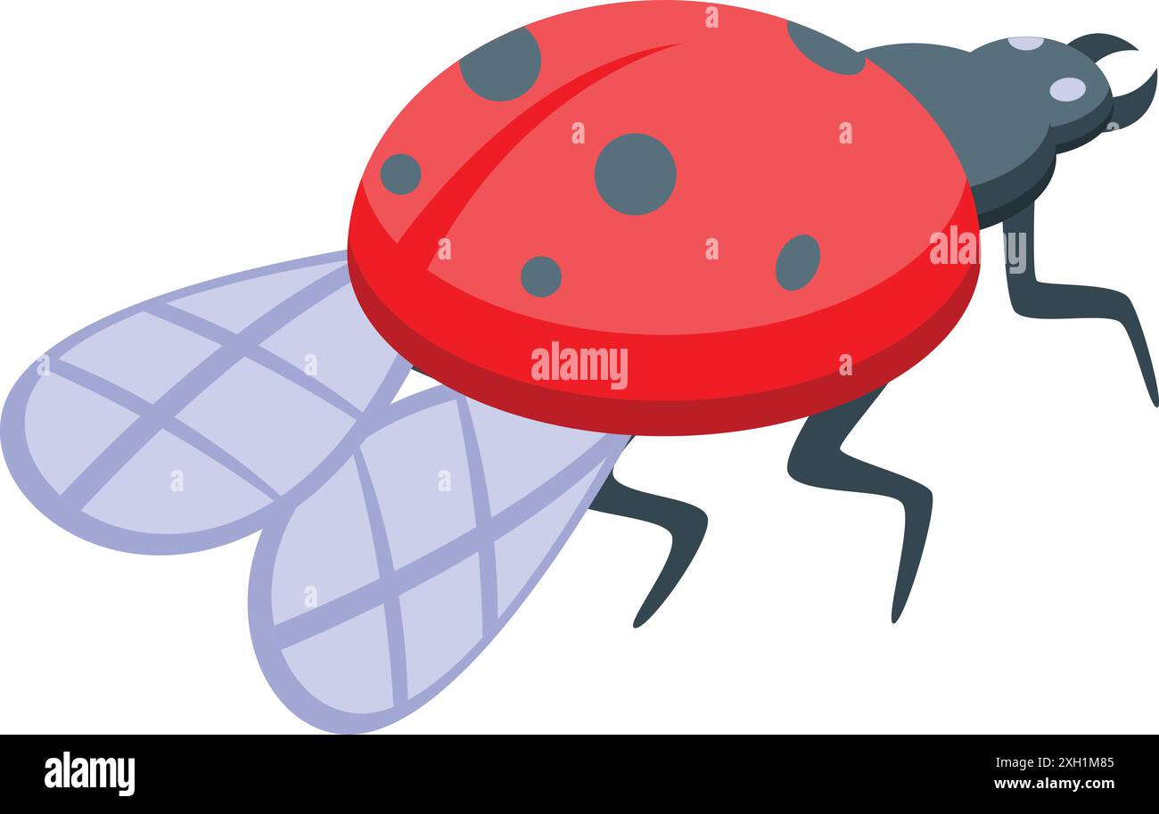 Red ladybug opening its wings, getting ready to fly away Stock Vector ...