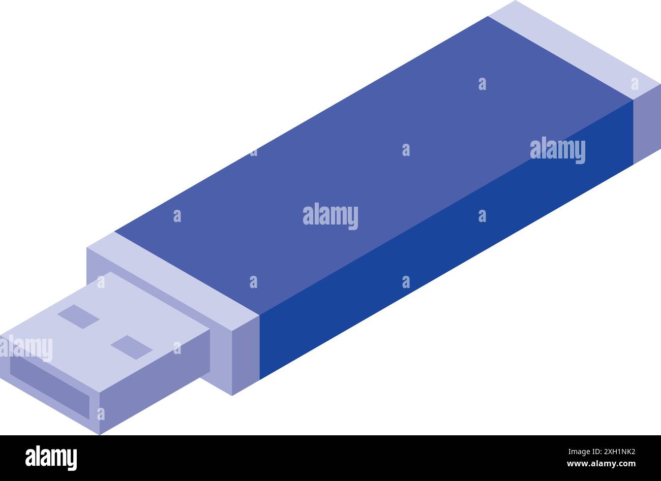 Blue usb flash drive for storing digital data isometric icon Stock Vector