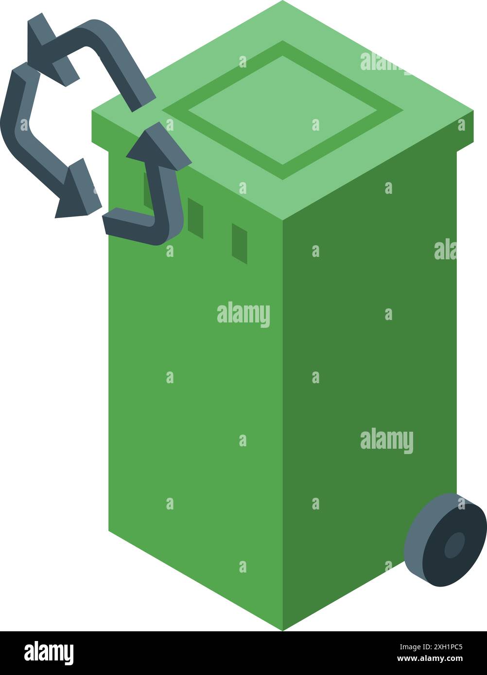 Green recycle bin with recycling symbol promoting environmental ...