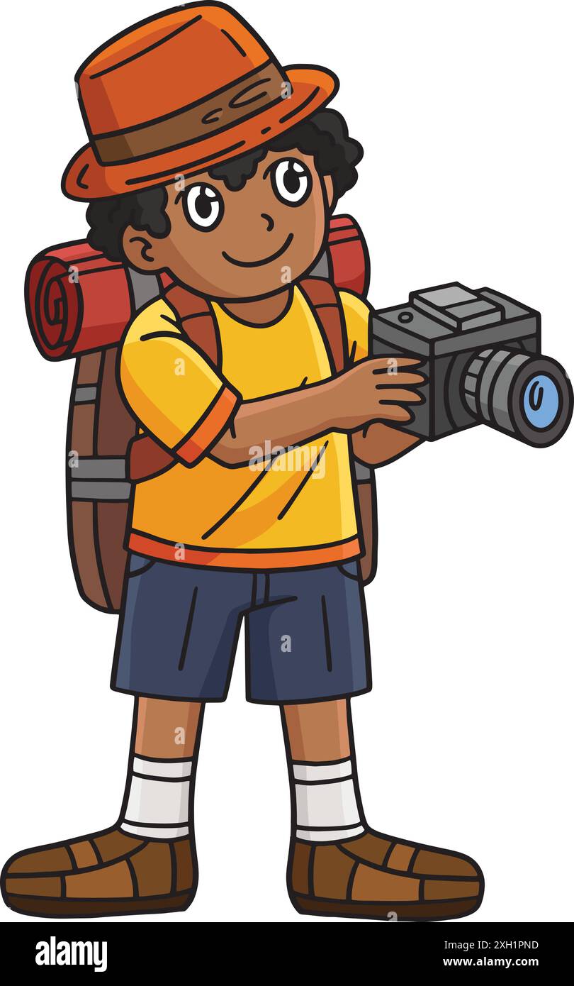 Camping Camper with a Camera Cartoon Clipart Stock Vector Image & Art ...
