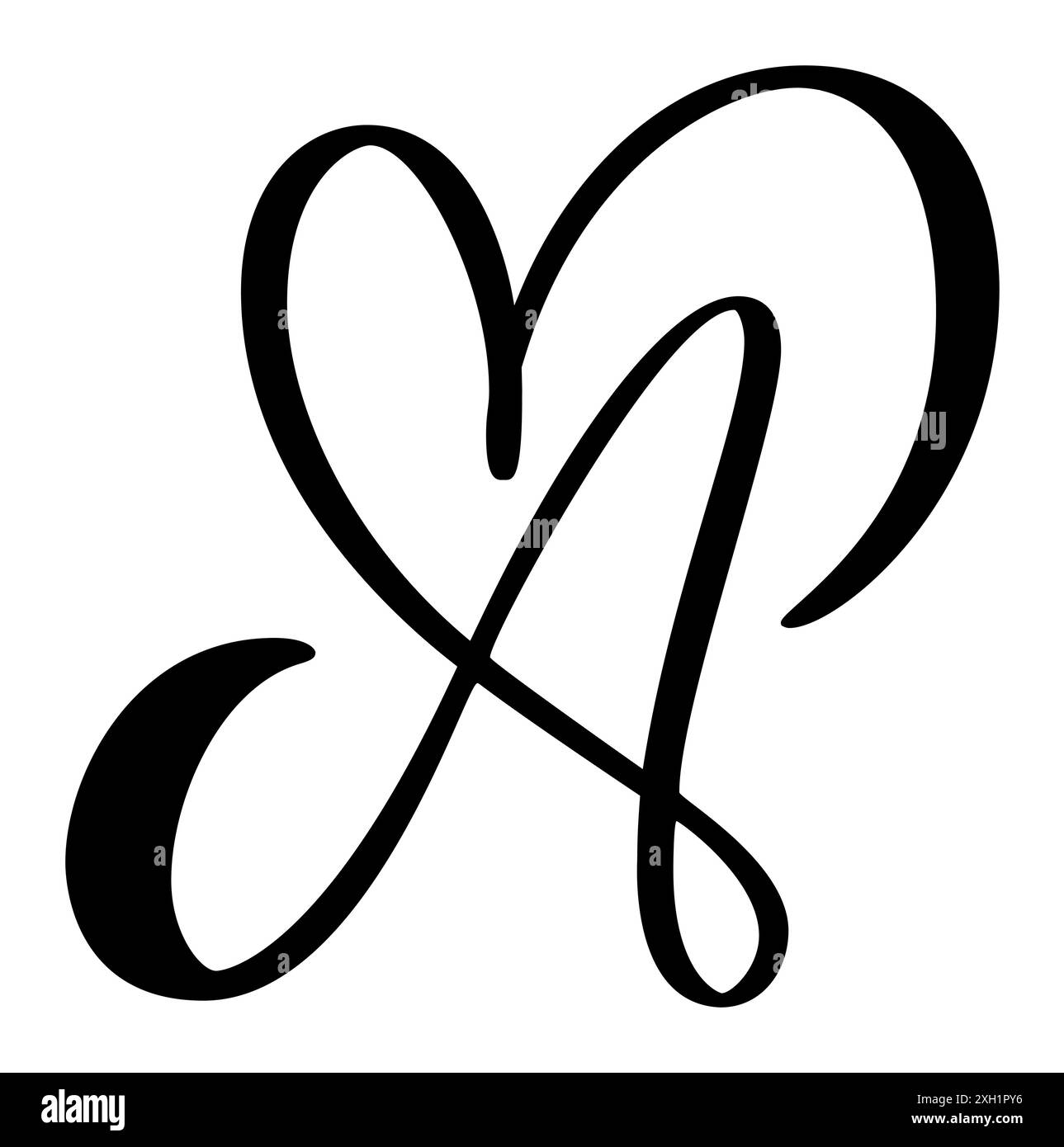 Hand drawn vector calligraphy love letter A. Script capital font logo ...