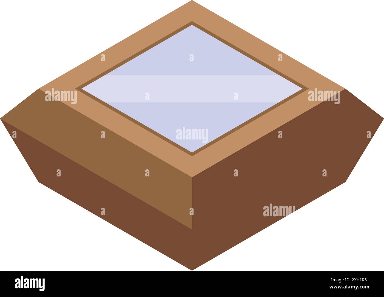 Wooden box with glass showing inside, isometric view of valuable object ...