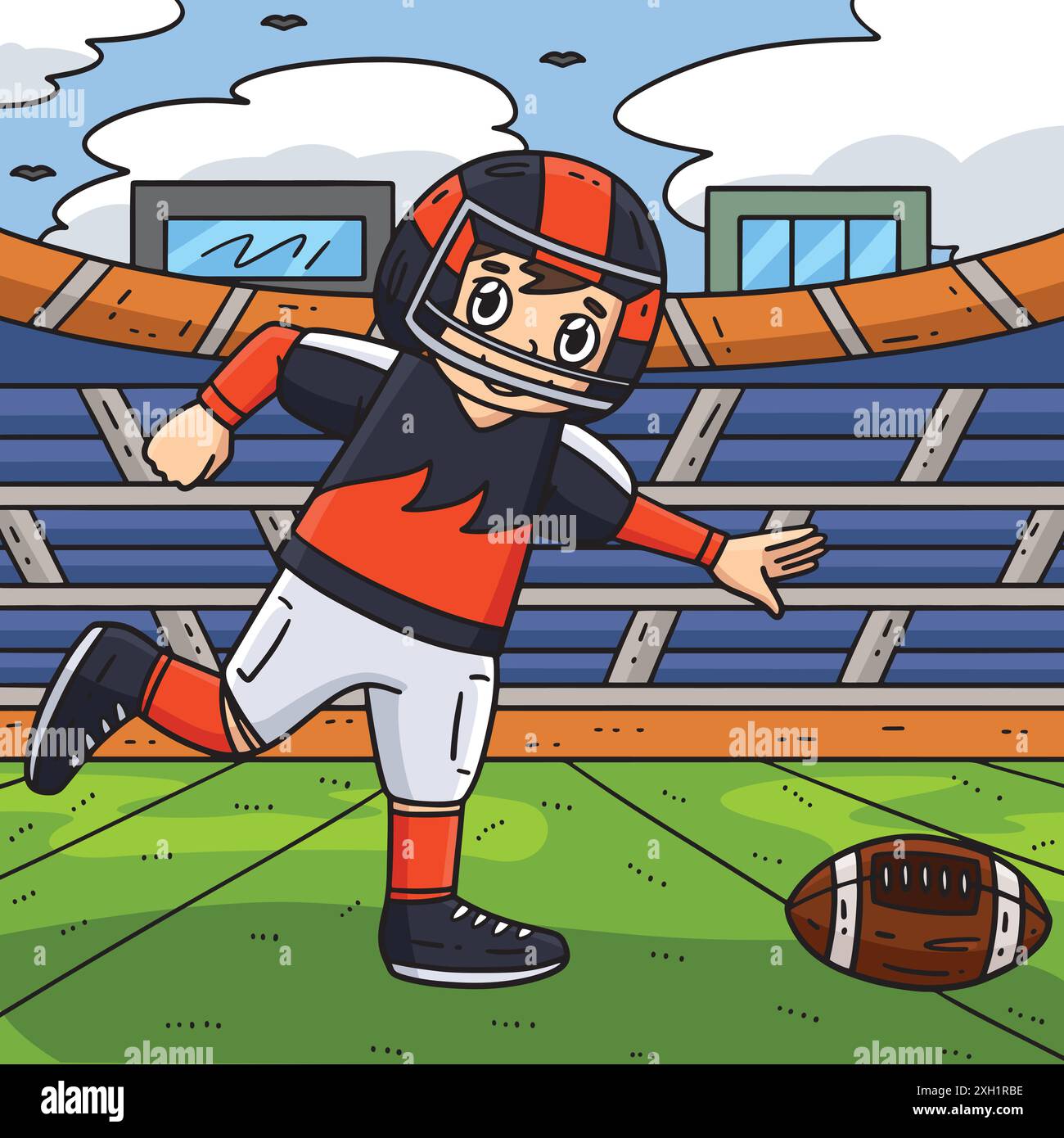 American Player Chasing Football Colored Cartoon Stock Vector Image ...