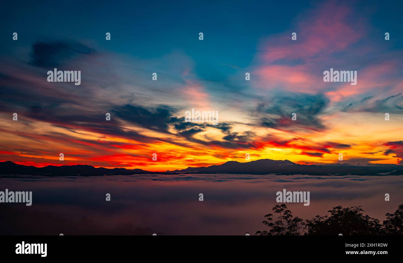 Landscape of majestic clouds in the sky sunset or sunrise over ...