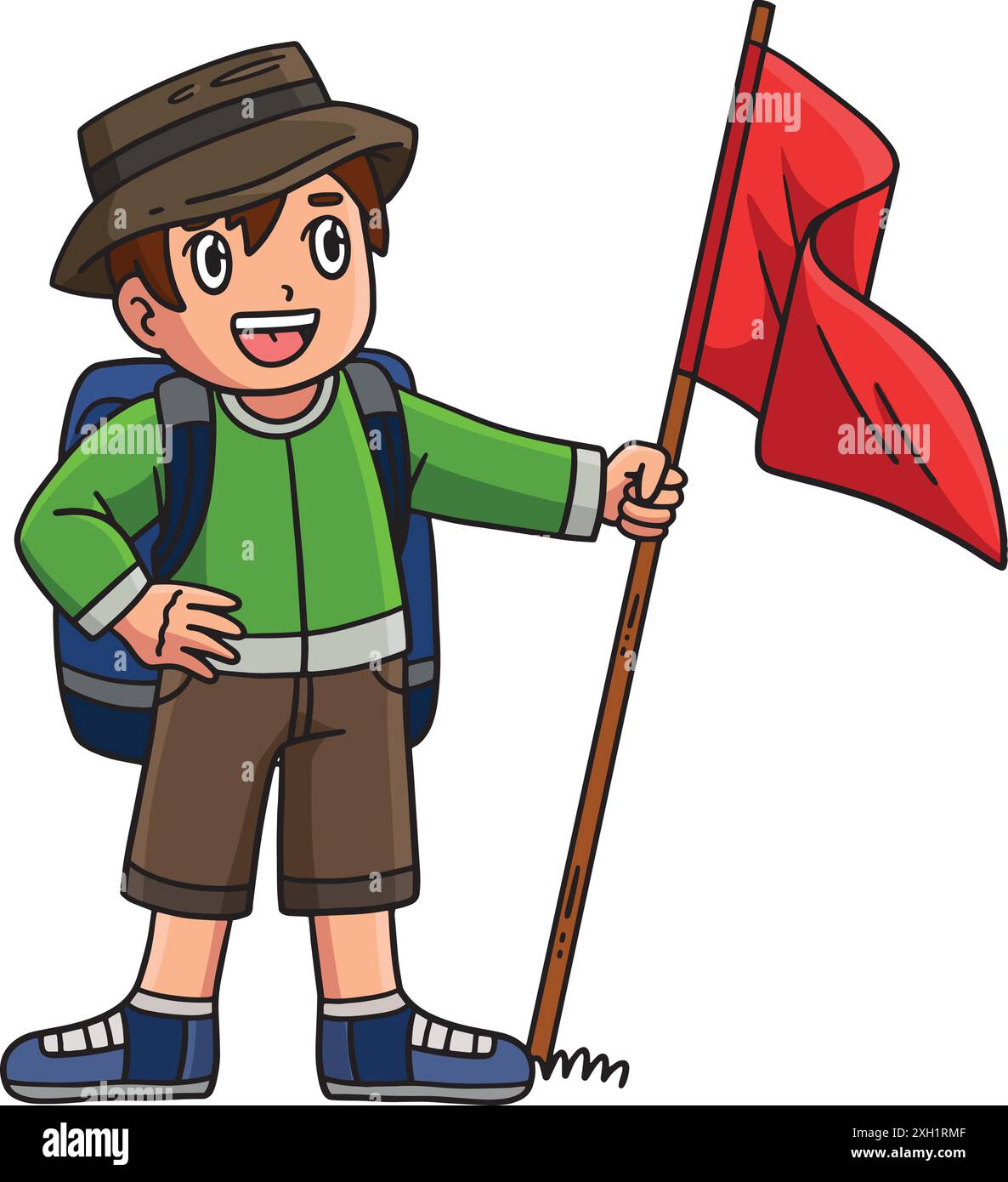 Camping Camper with Flag Cartoon Colored Clipart Stock Vector Image ...