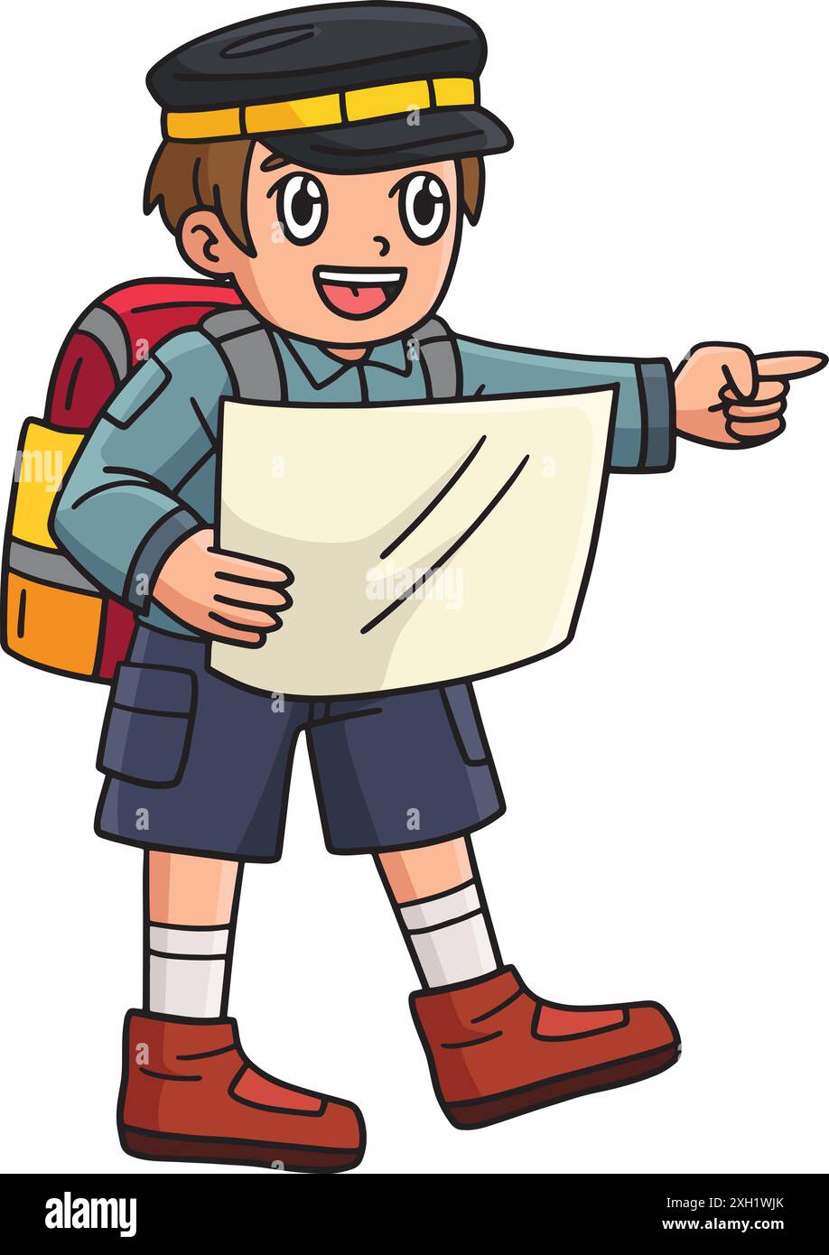 Camping Camper with Map Cartoon Colored Clipart Stock Vector Image ...