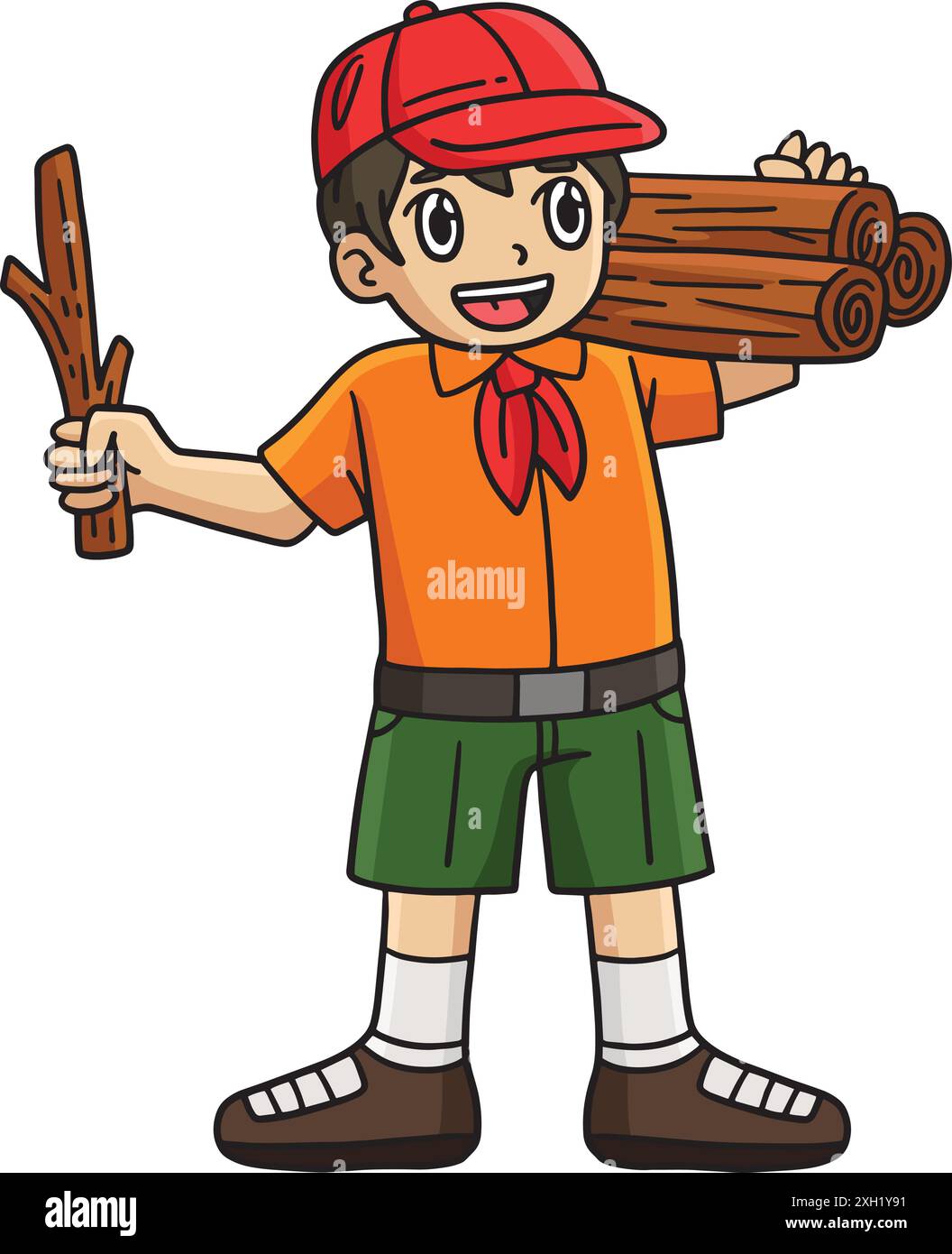 Camping Boy Scout Camper Cartoon Colored Clipart Stock Vector Image ...