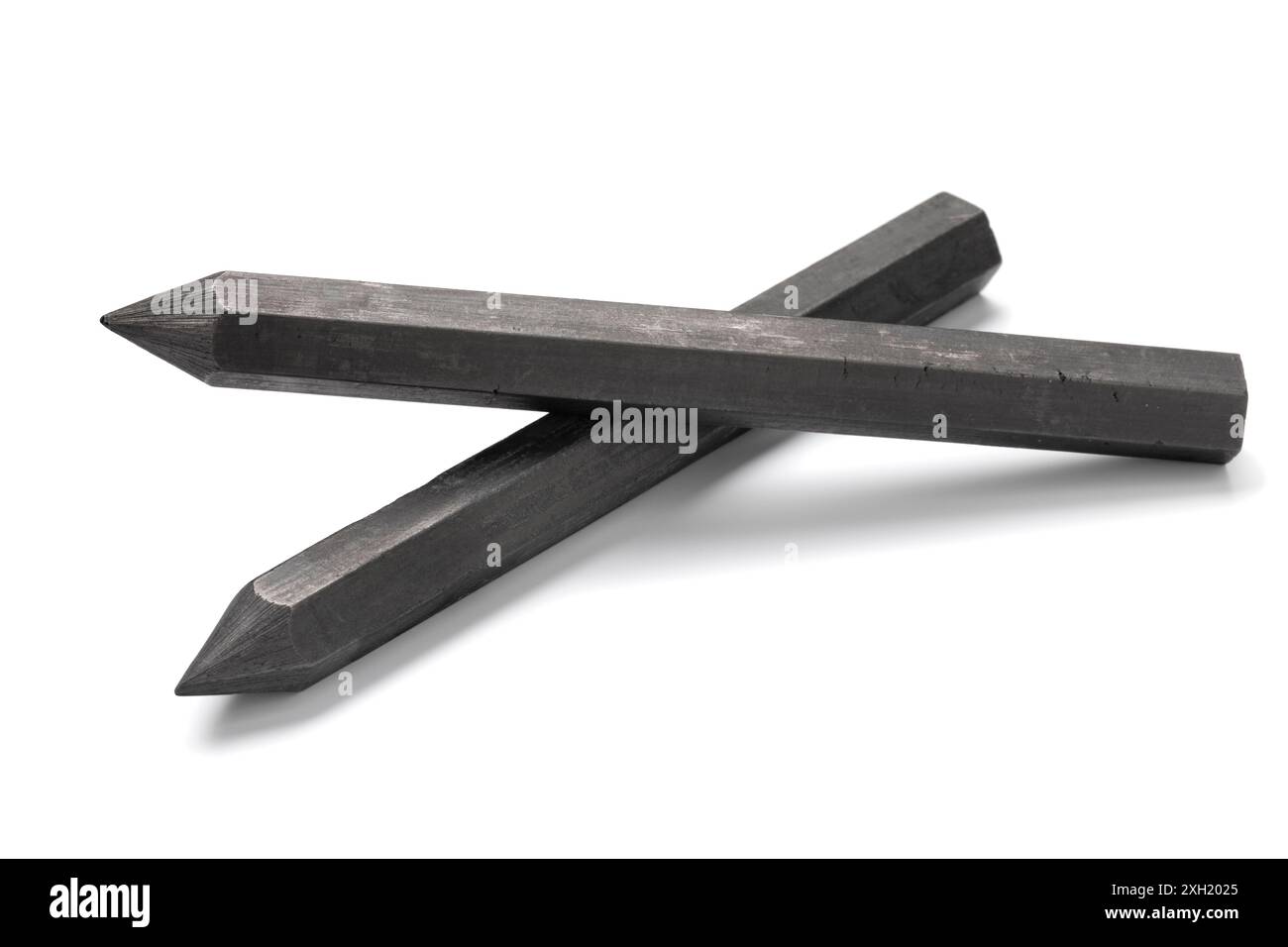 Pair of woodless graphite markers isolated on white background close up Stock Photo