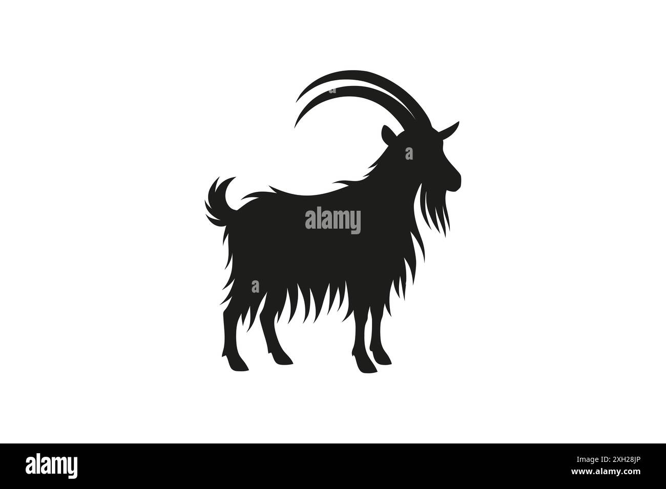 Silhouette of a Goat with Prominent Horns for Icon or Logo Design Stock Vector