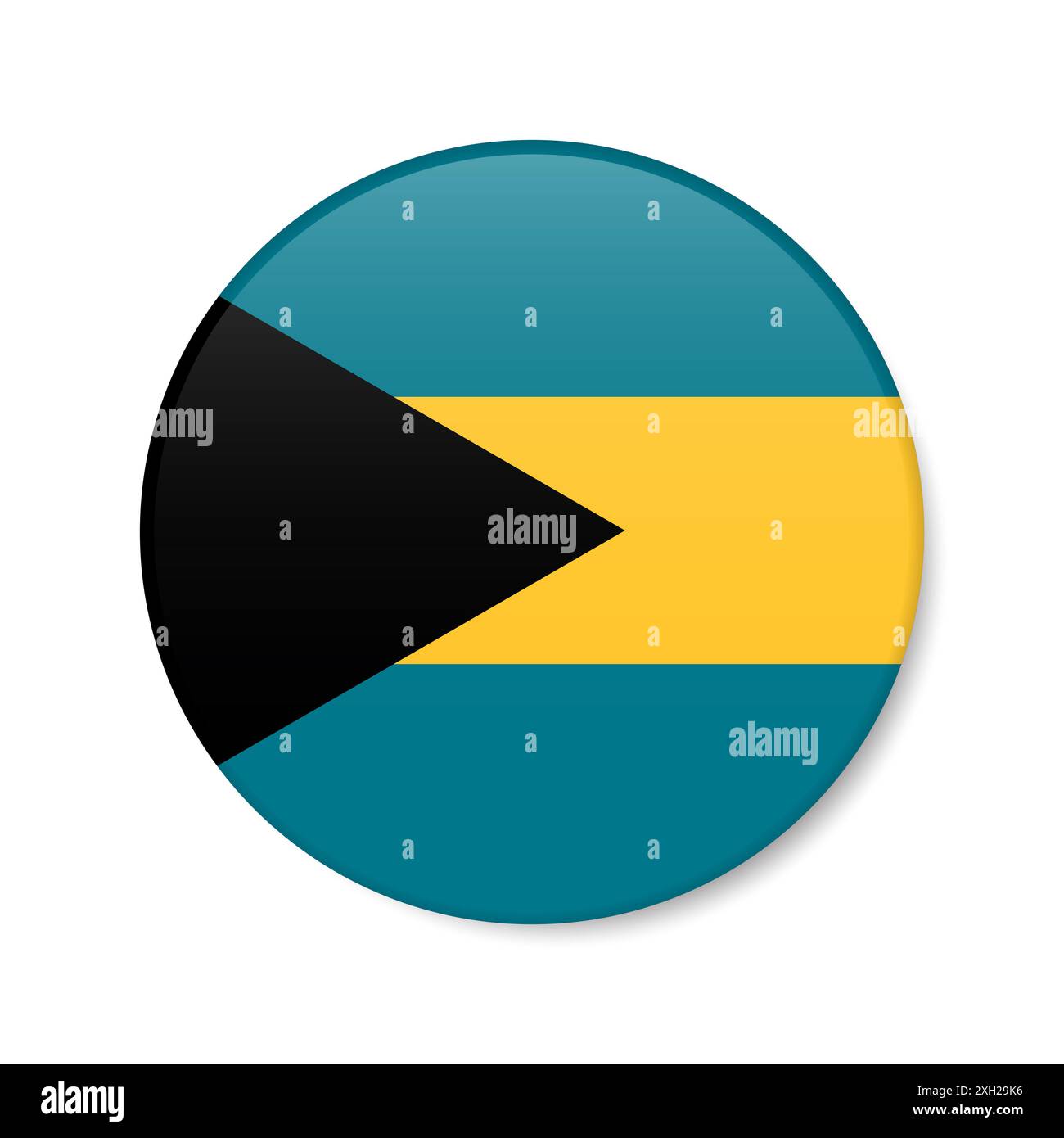 Bahamas circle button icon. Bahamian round badge flag with shadow. 3D ...