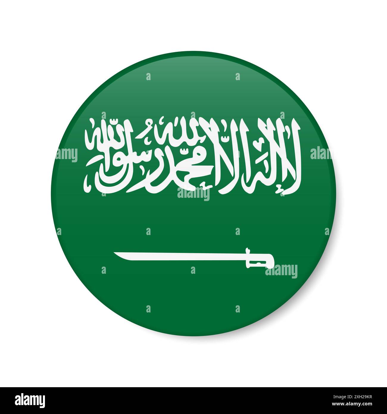 Saudi Arabia circle button icon. Saudi Arabian round badge flag with ...