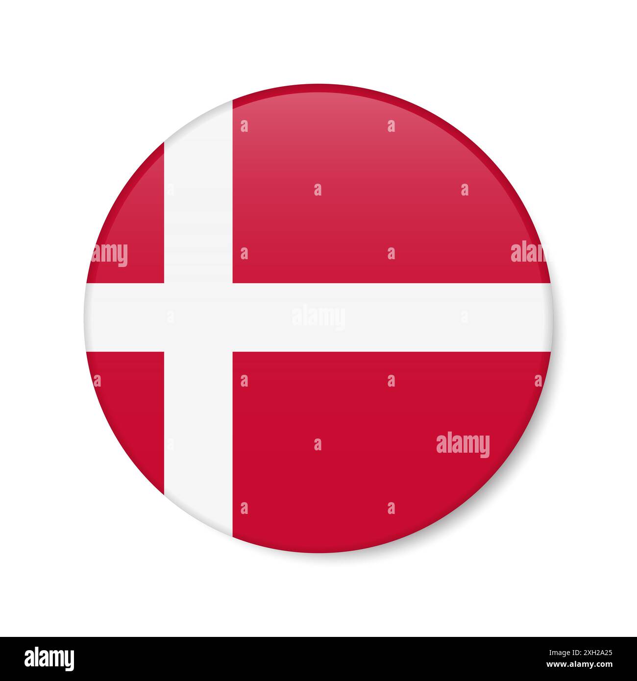 Denmark circle button icon. Danish round badge flag with shadow. 3D ...