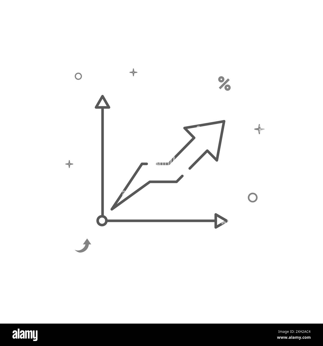 Graph up, abscissa and ordinate axes simple line icon. Symbol ...