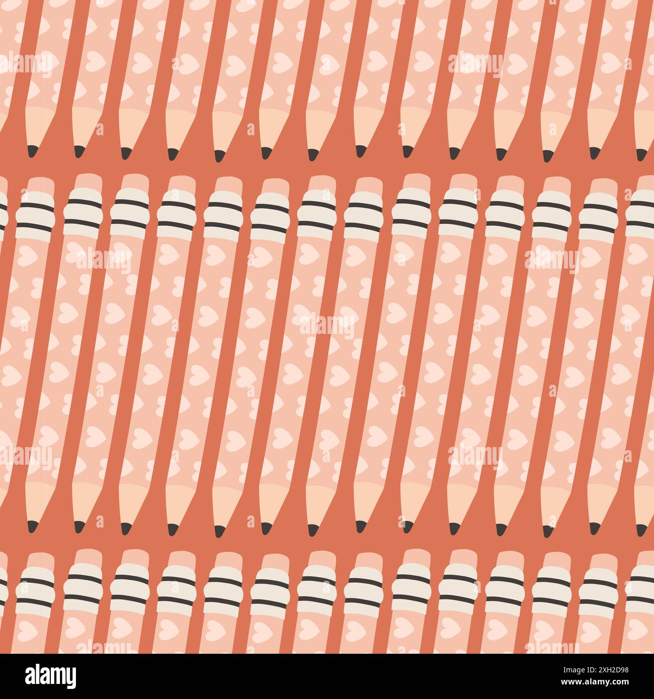 Seamless pattern with pencil, repeat pattern. Design for education, school projects, packaging, stationery decorative Stock Vector