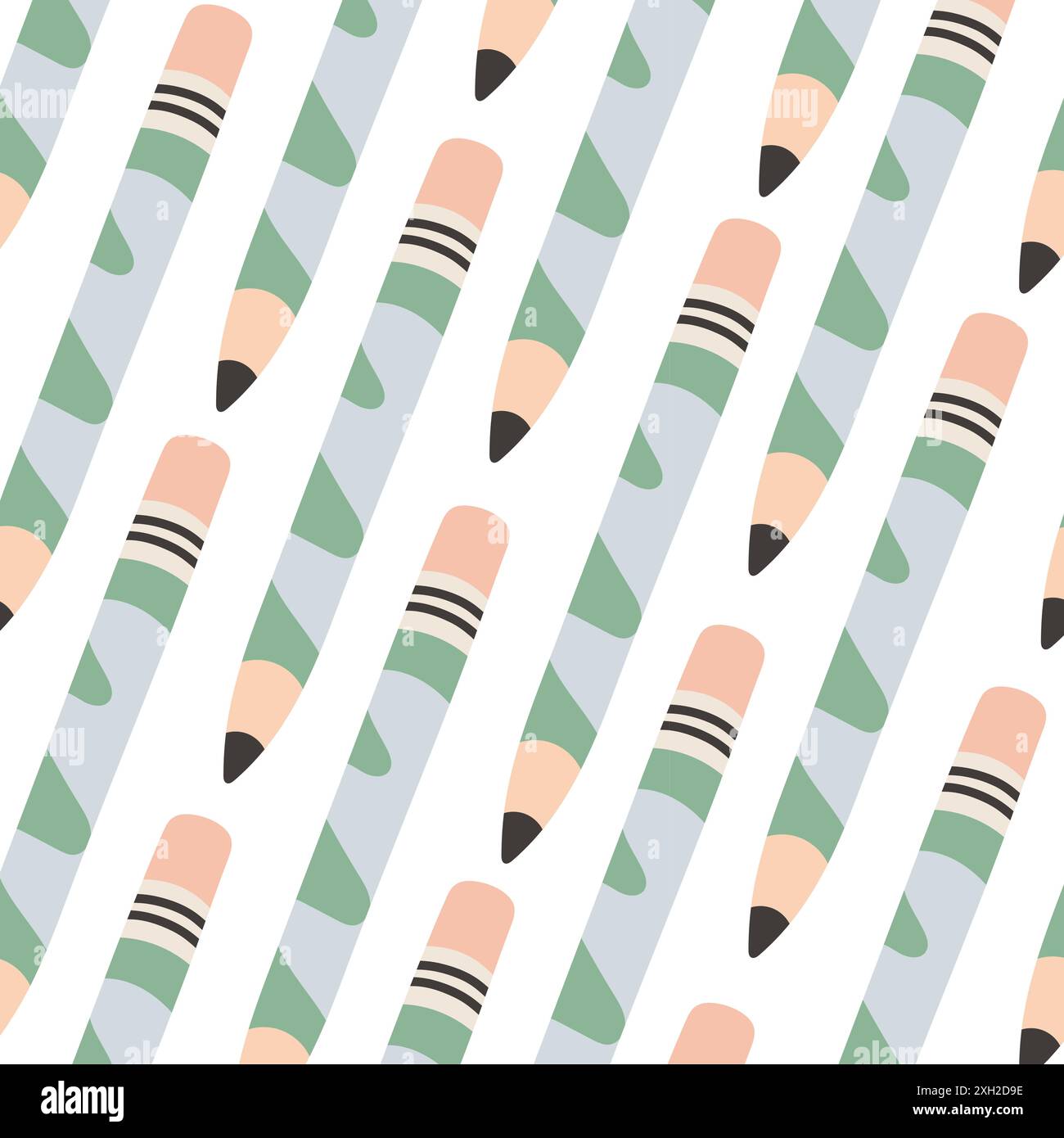 Seamless pattern with pencil, repeat pattern. Design for education, school projects, packaging, stationery decorative Stock Vector