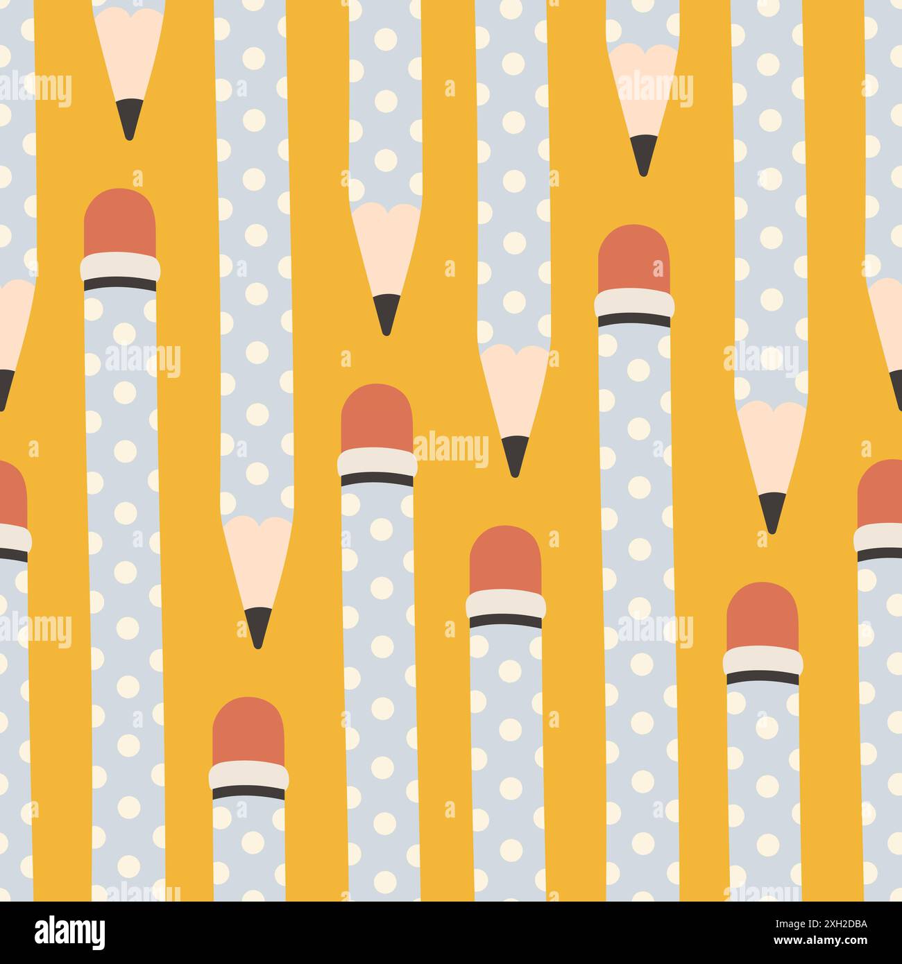 Seamless pattern with pencil, repeat pattern. Design for education, school projects, packaging, stationery decorative Stock Vector